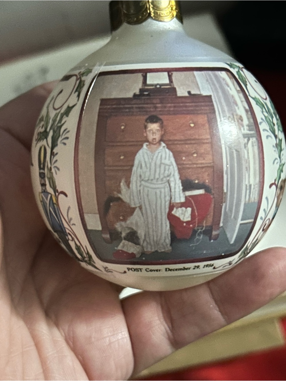 Vtg Hallmark Norman Rockwell 1994 Bottom Drawer Boy Glass Christmas Ornament